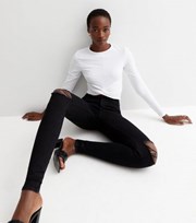 New Look Tall Black Ripped Lift & Shape High Waist Yazmin Skinny Jeans